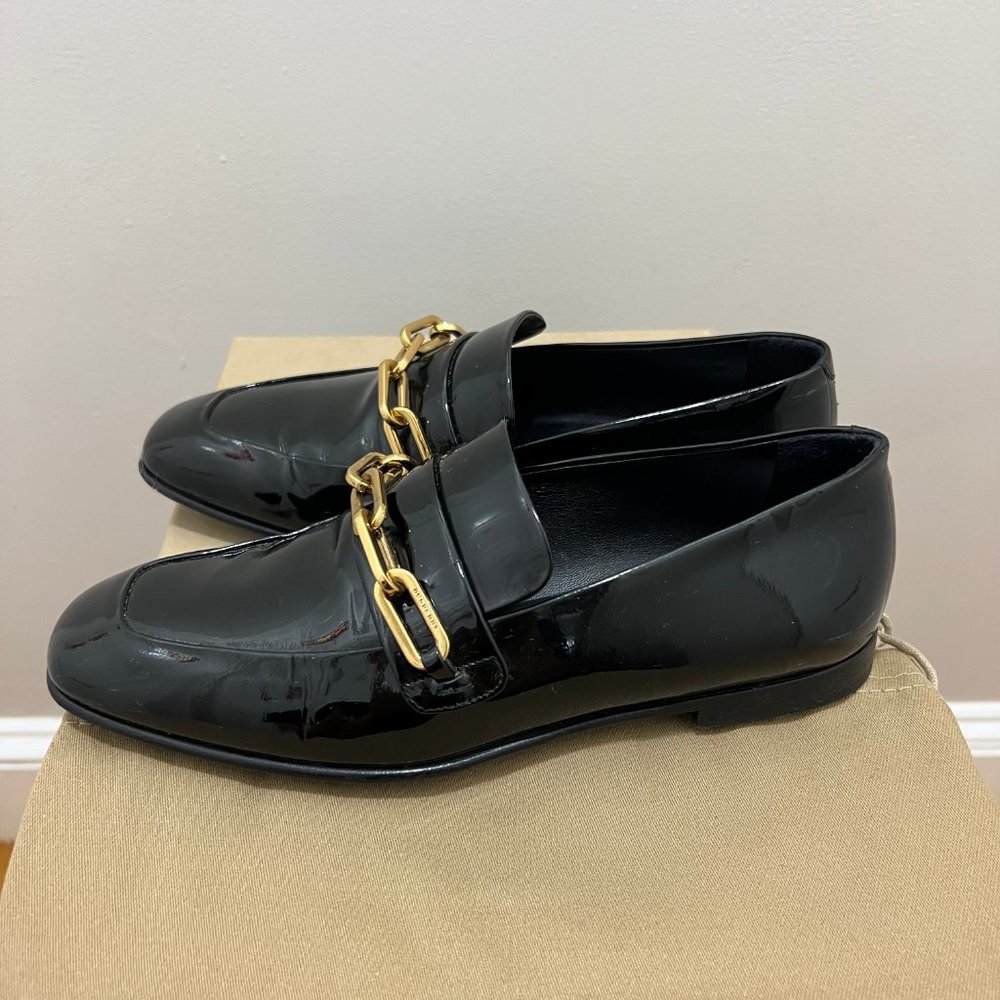 Burberry Black Patent Leather Chillcot Chain Loafer Size 35.5 - Picture 3 of 9
